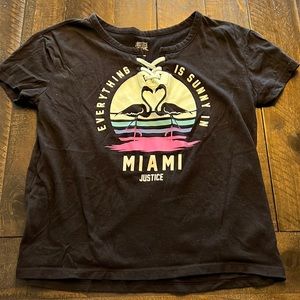 Justice girls T-shirt Miami with flamingos size 8